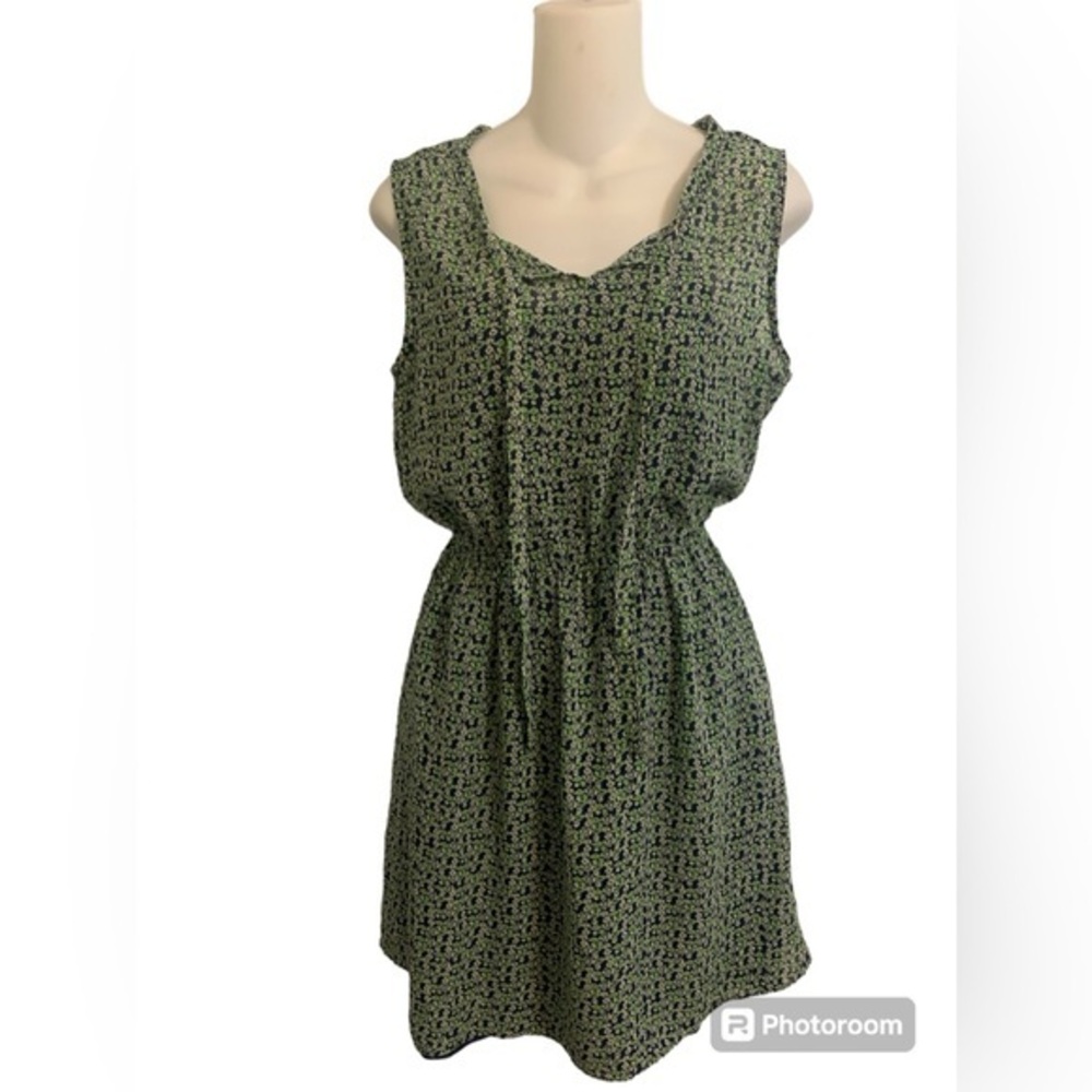 Gap Ladies Size Small Green/Navy Floral Fit and Flare Dress